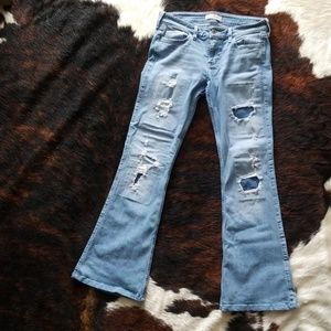 Distressed Patched Jeans